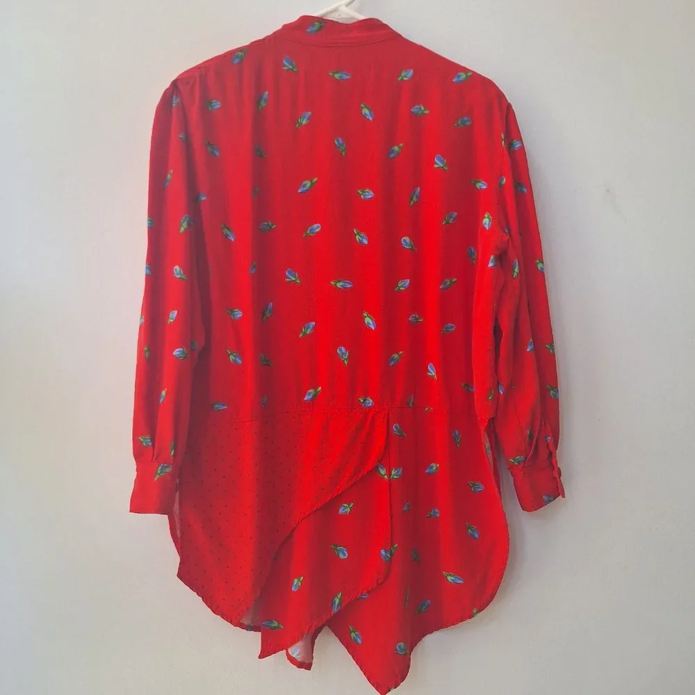 VTG SNOOTY HOOTY Atlanta Red Floral Mixed Print Shirt - Picture 5 of 6